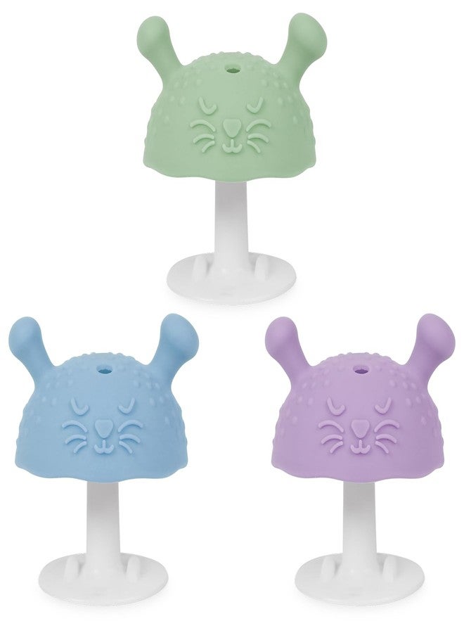 BumbleBee Silicone Teething Toys Set 3M+, BPA-Free & Easy to Grip Baby Teether with Suction Base, Infant Teething Relief Toy - 3PCS (Green+Purple+Blue) - Image 1